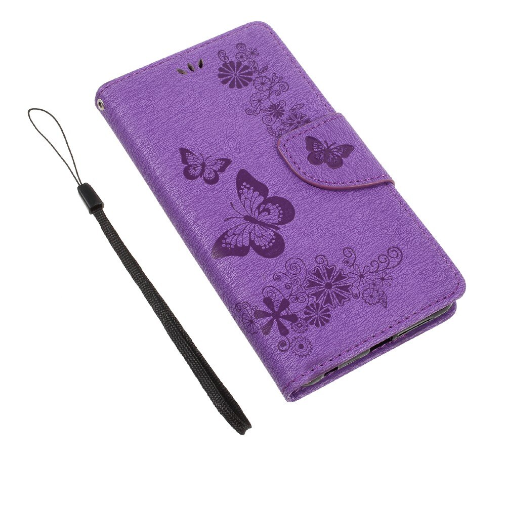 Étui en cuir à papillons pour Huawei Honor 8, Violet