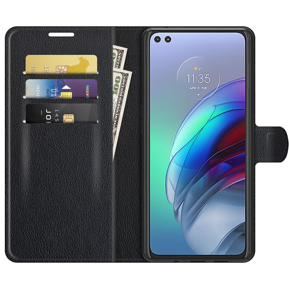 Coque portefeuille Motorola Moto G100, Noir
