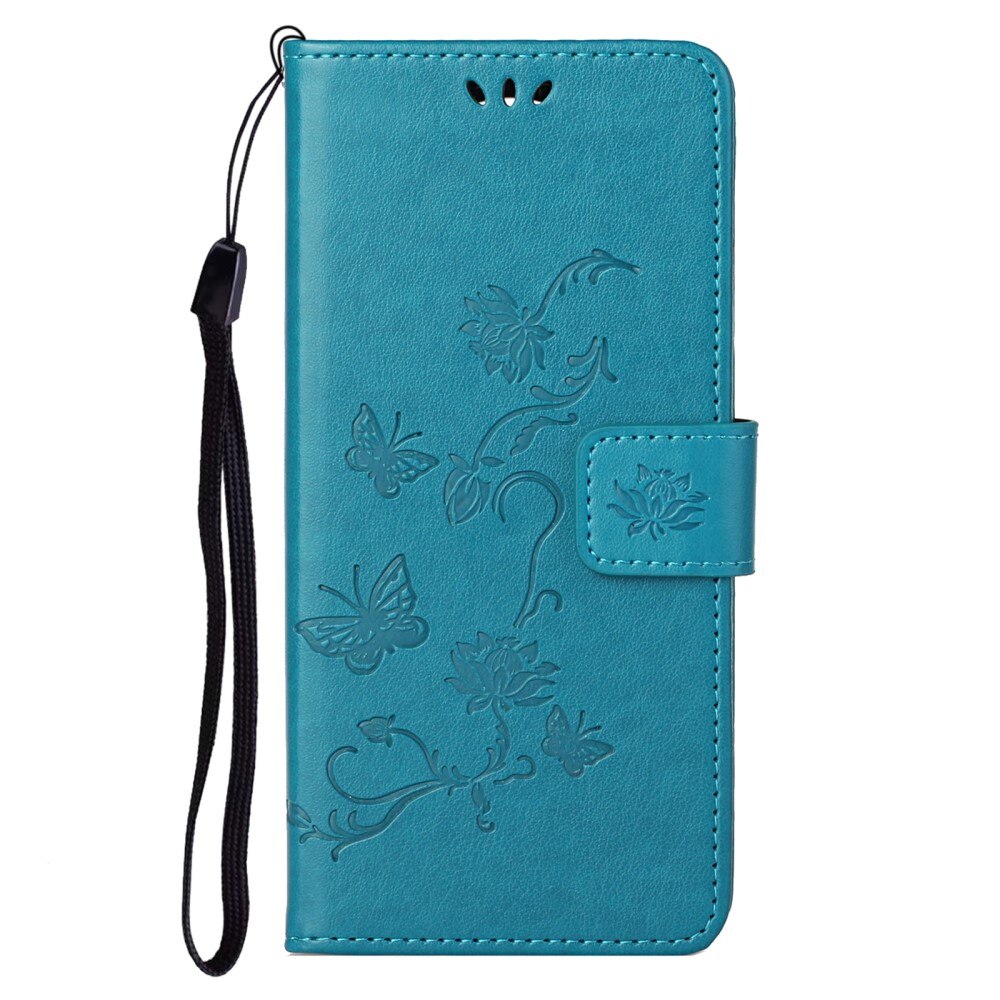Étui en cuir à papillons pour Motorola Moto G31/Moto G41, Bleu