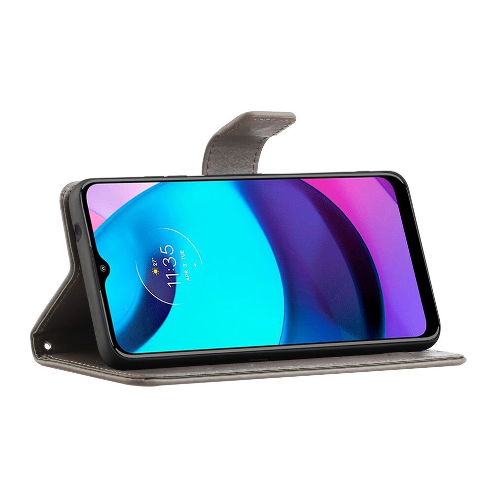 Étui en cuir à papillons pour Motorola Moto E20/Moto E40, Gris