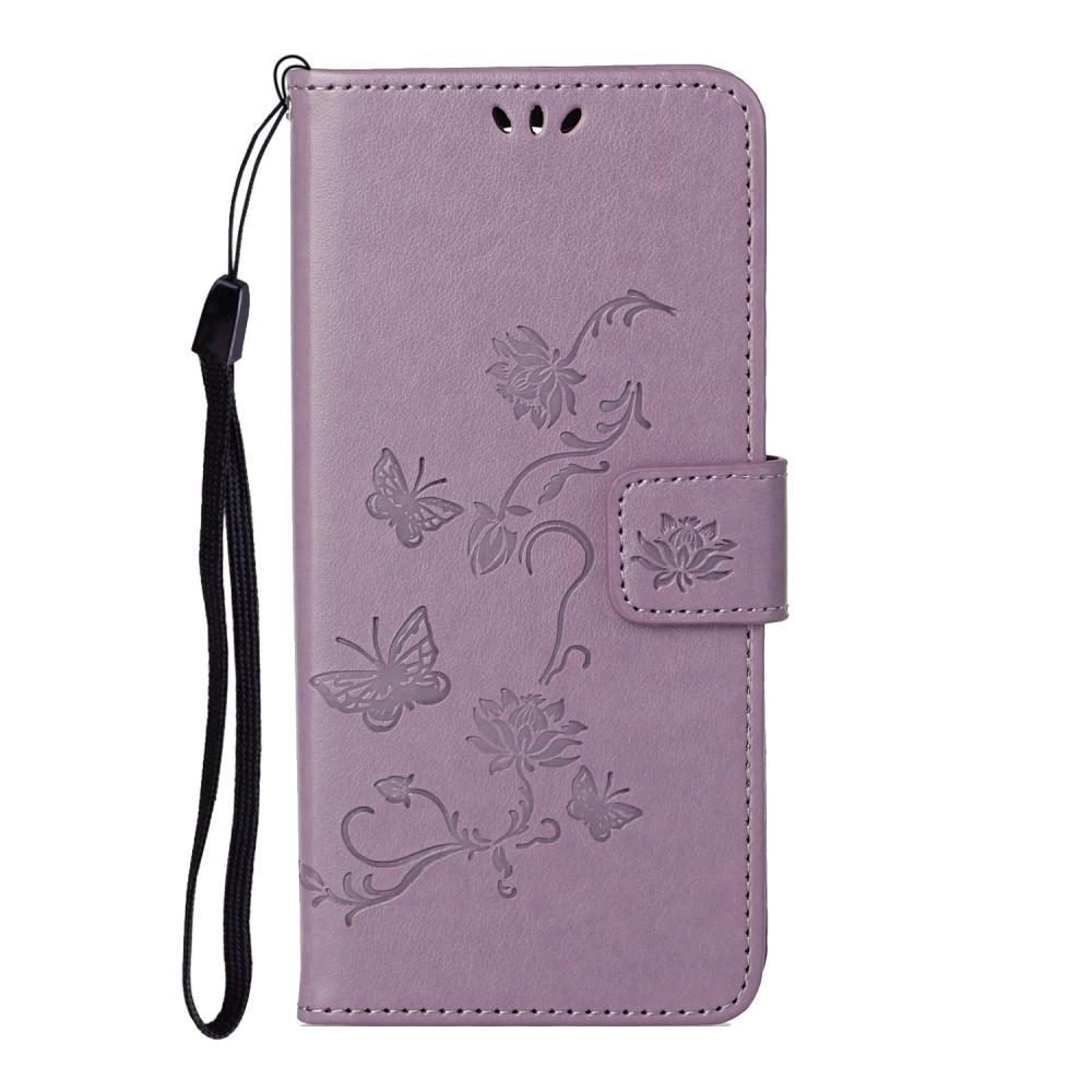 Étui en cuir à papillons pour Motorola Moto E20/Moto E40, Violet