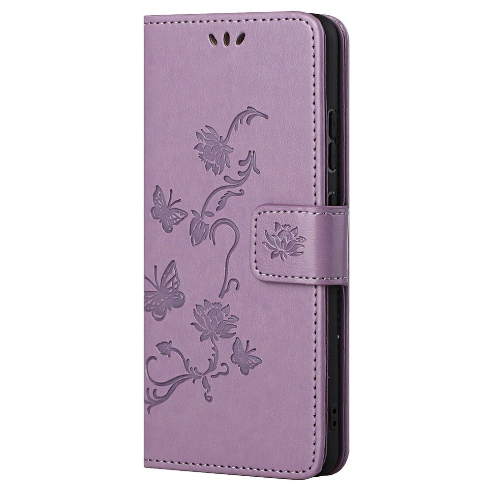 Étui en cuir à papillons pour Motorola Moto G22, Violet