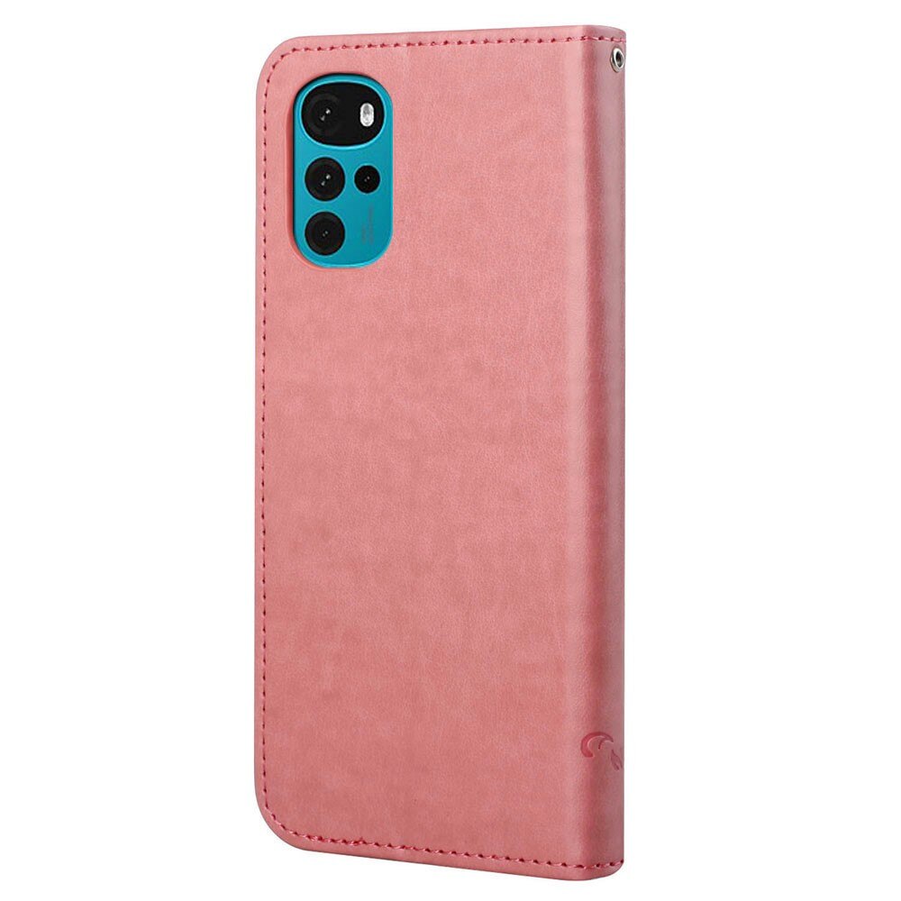Étui en cuir à papillons pour Motorola Moto G22, Rose