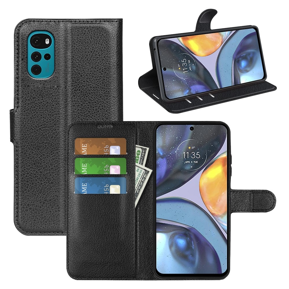 Coque portefeuille Motorola Moto G22, Noir