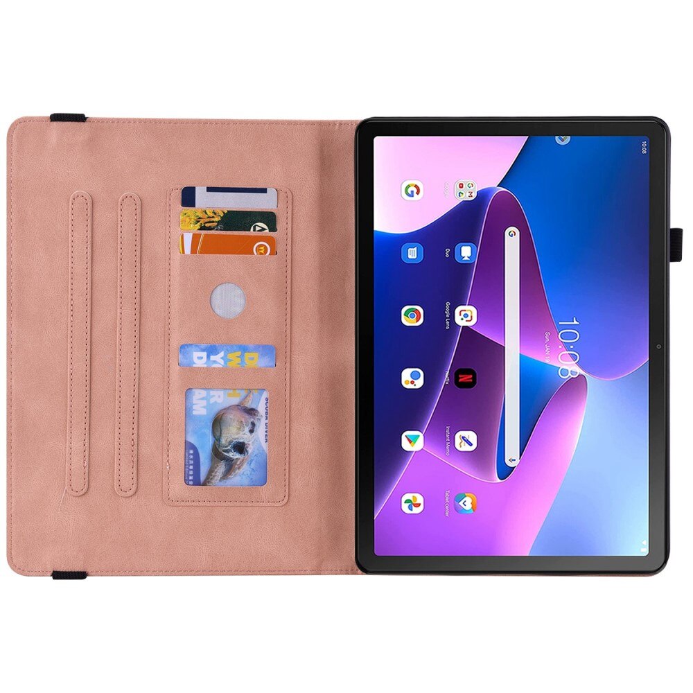 Étui en cuir avec papillons Lenovo Tab M10 Plus (3rd gen), rose