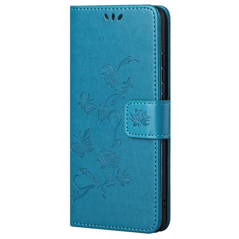 Étui en cuir à papillons pour Motorola Moto G52, Bleu