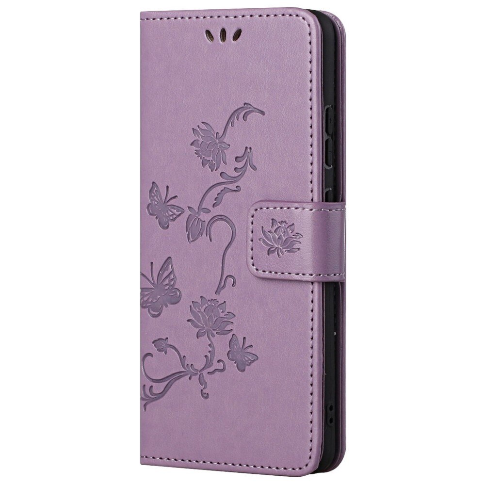 Étui en cuir à papillons pour Motorola Moto G52, Violet