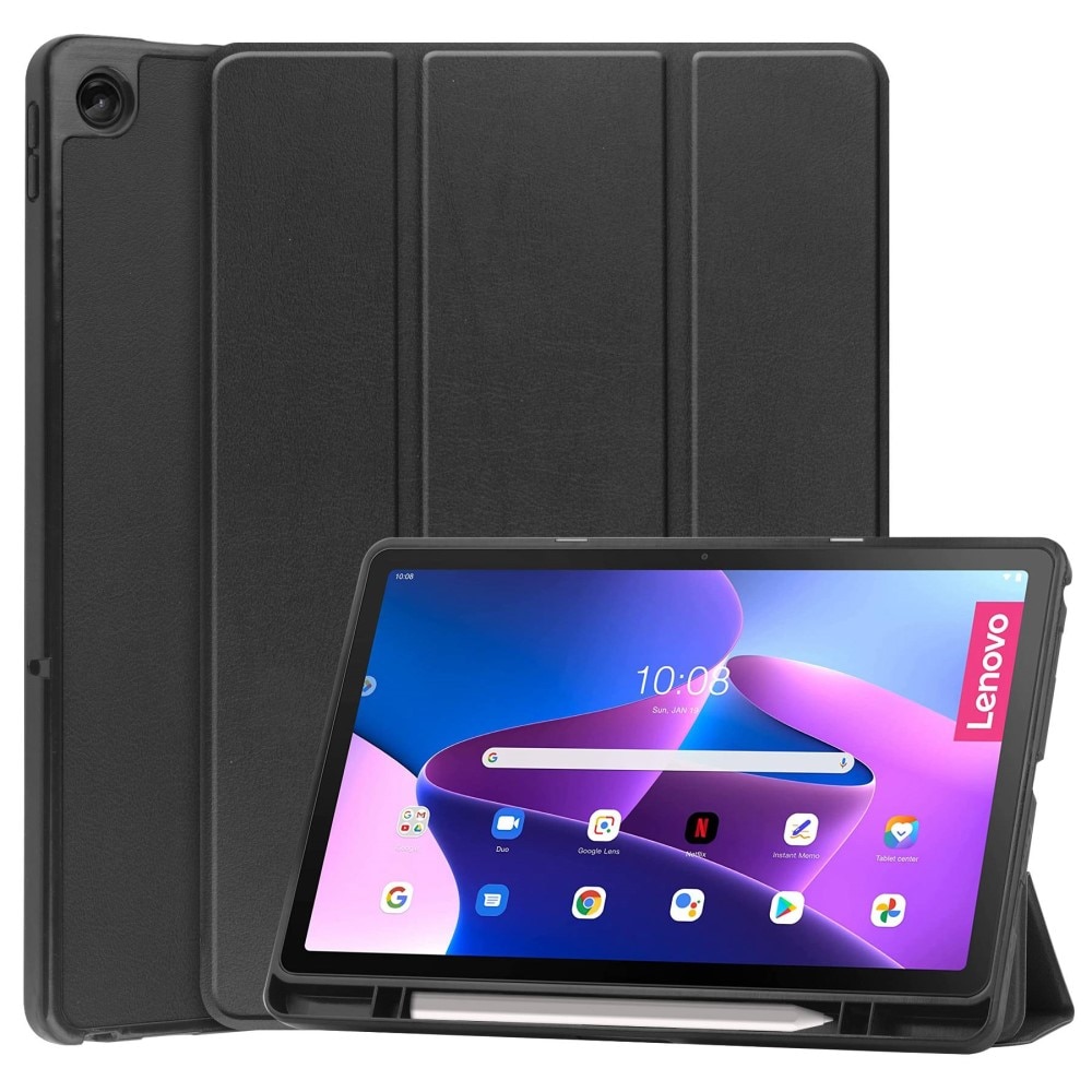 Étui Tri-Fold avec porte-stylo Lenovo M10 Plus (3rd gen) Noir