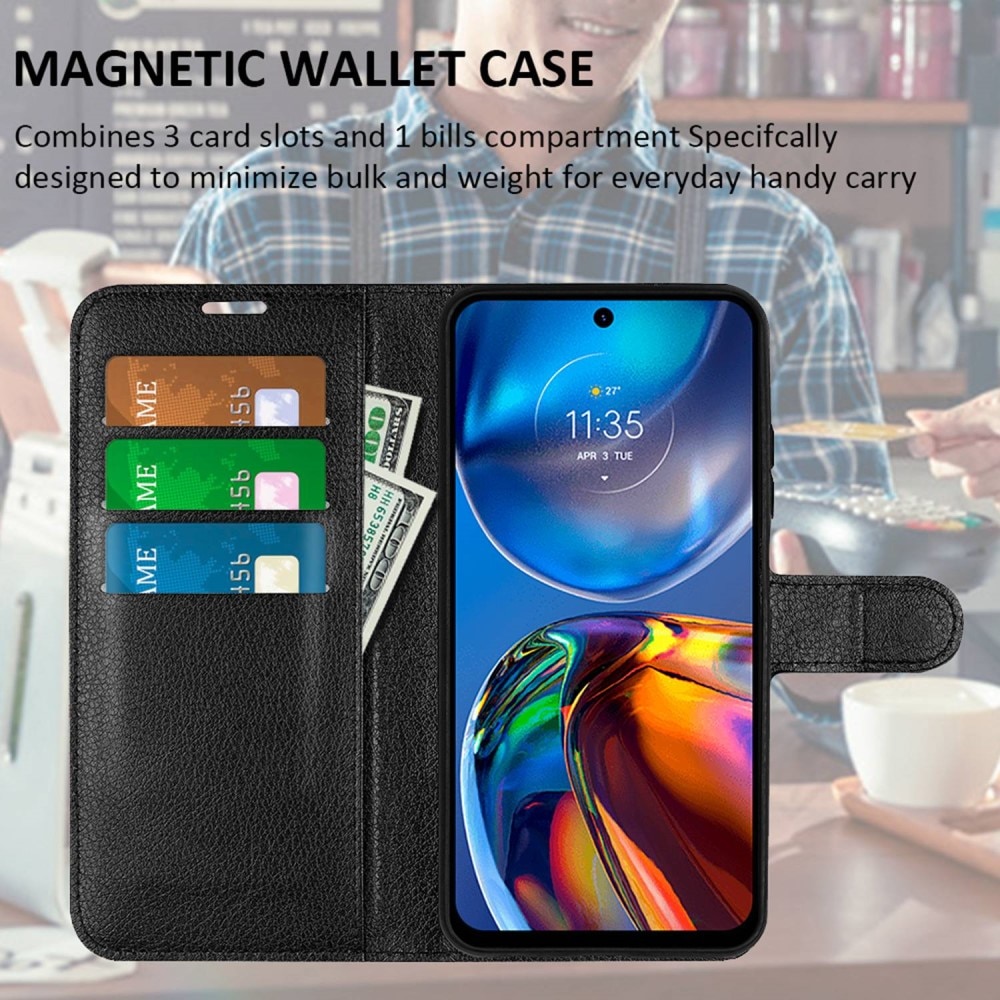 Coque portefeuille Motorola Moto E32, Noir