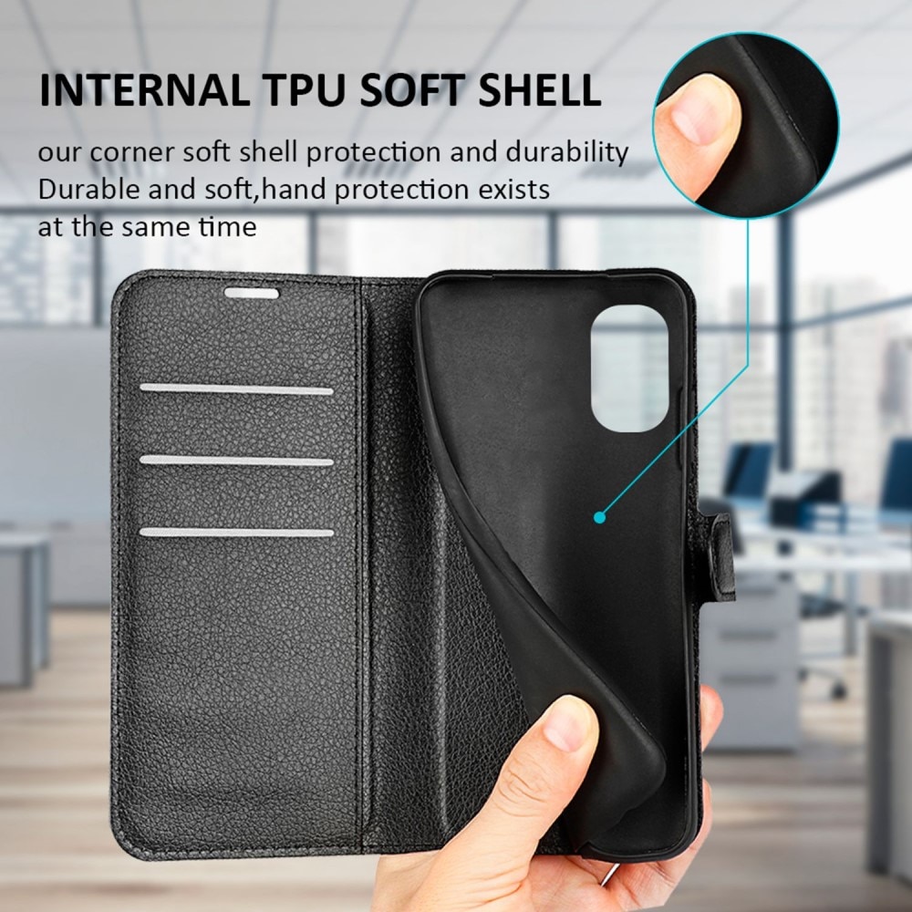 Coque portefeuille Motorola Moto E32, Noir