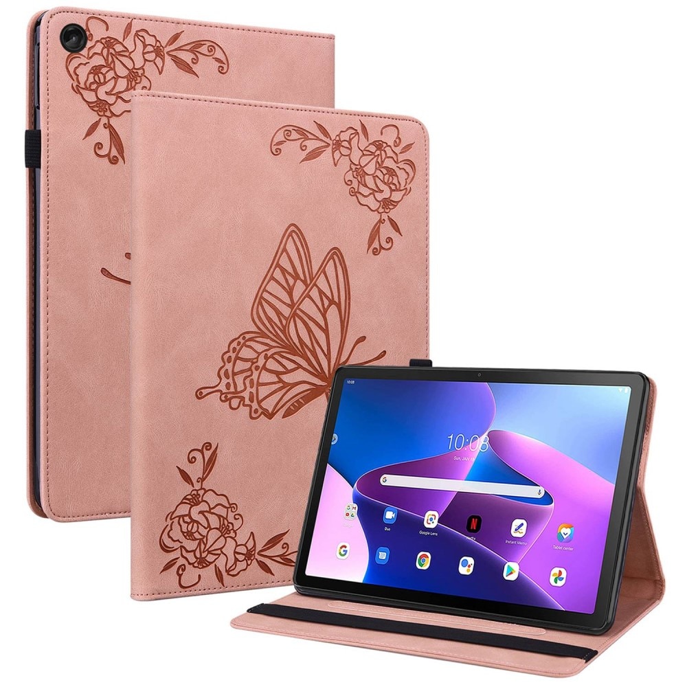 Étui en cuir avec papillons Lenovo Tab M10 (3rd gen) Rose