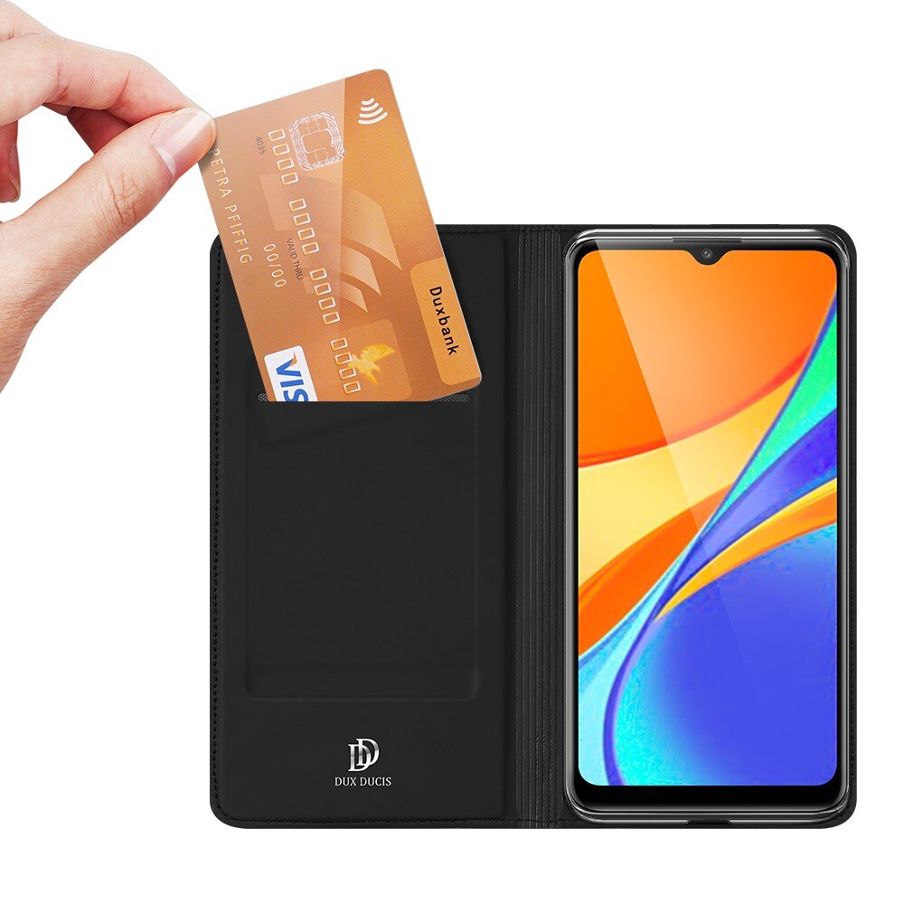 Étui portefeuille Skin Pro Series Xiaomi Redmi 9C, Noir