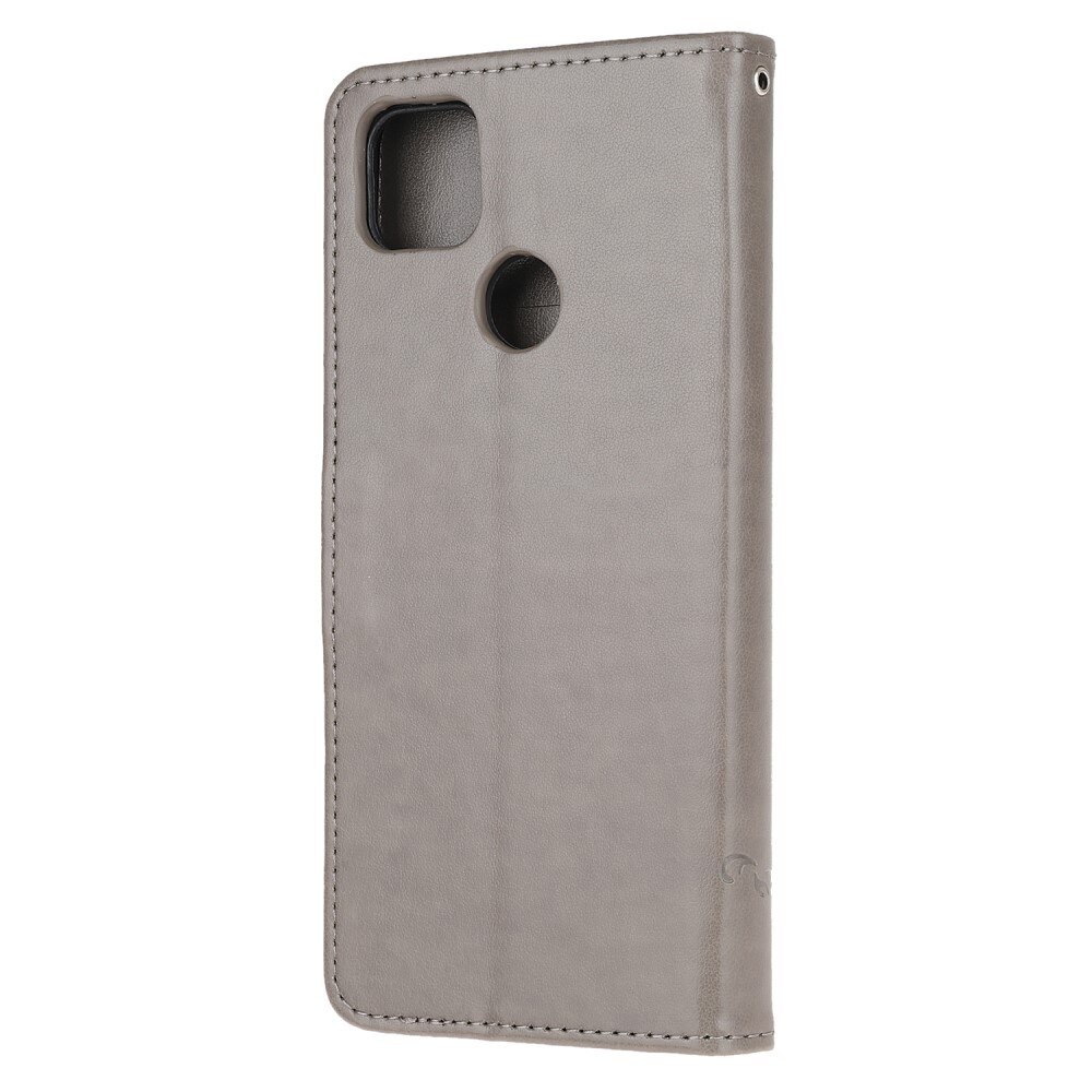 Étui en cuir à papillons pour Xiaomi Redmi 9C, Gris