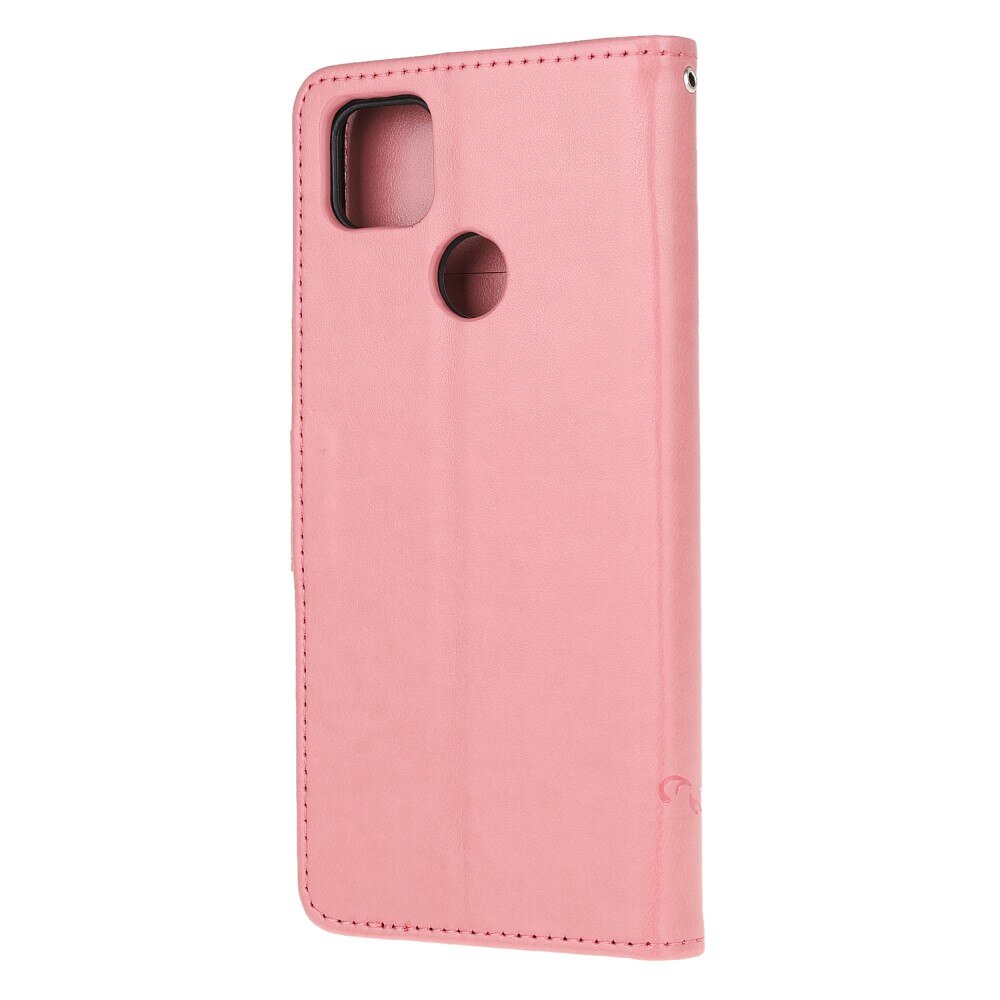 Étui en cuir à papillons pour Xiaomi Redmi 9C, rose