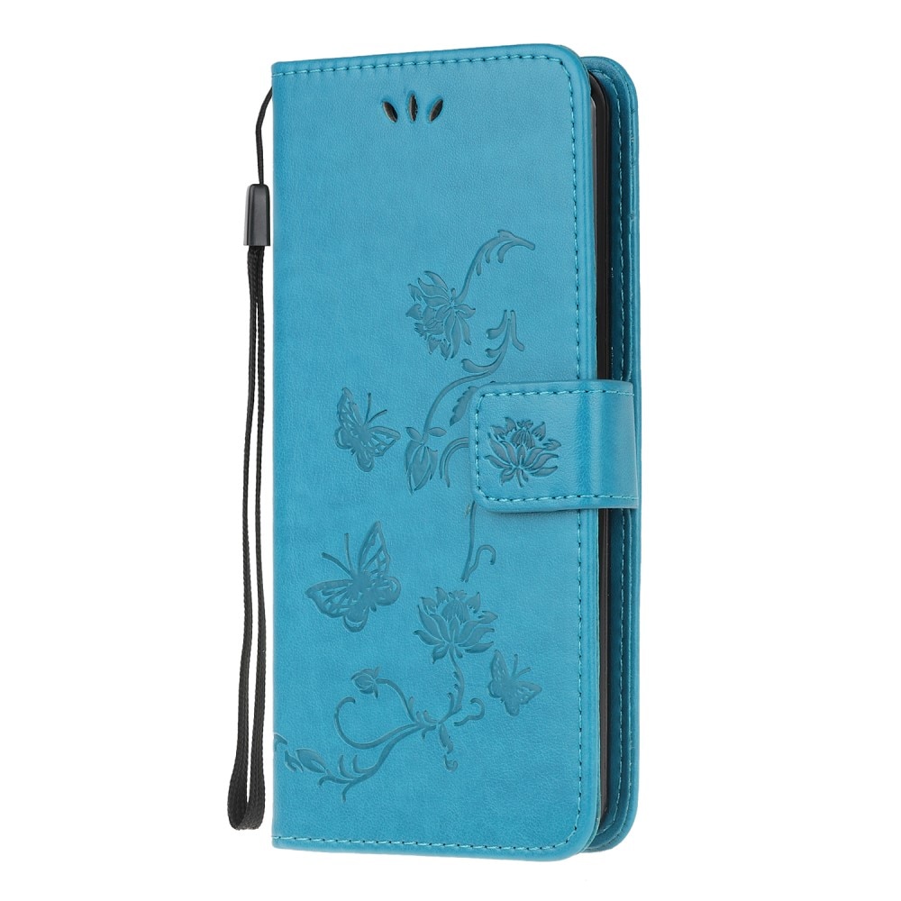 Étui en cuir à papillons pour Xiaomi Redmi 9C, bleu