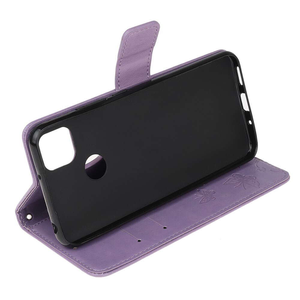 Étui en cuir à papillons pour Xiaomi Redmi 9C, Violet
