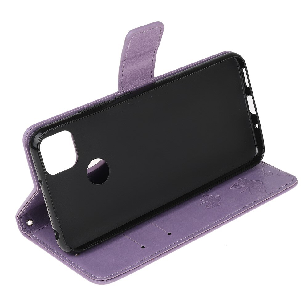 Étui en cuir à papillons pour Xiaomi Redmi 9C, violet