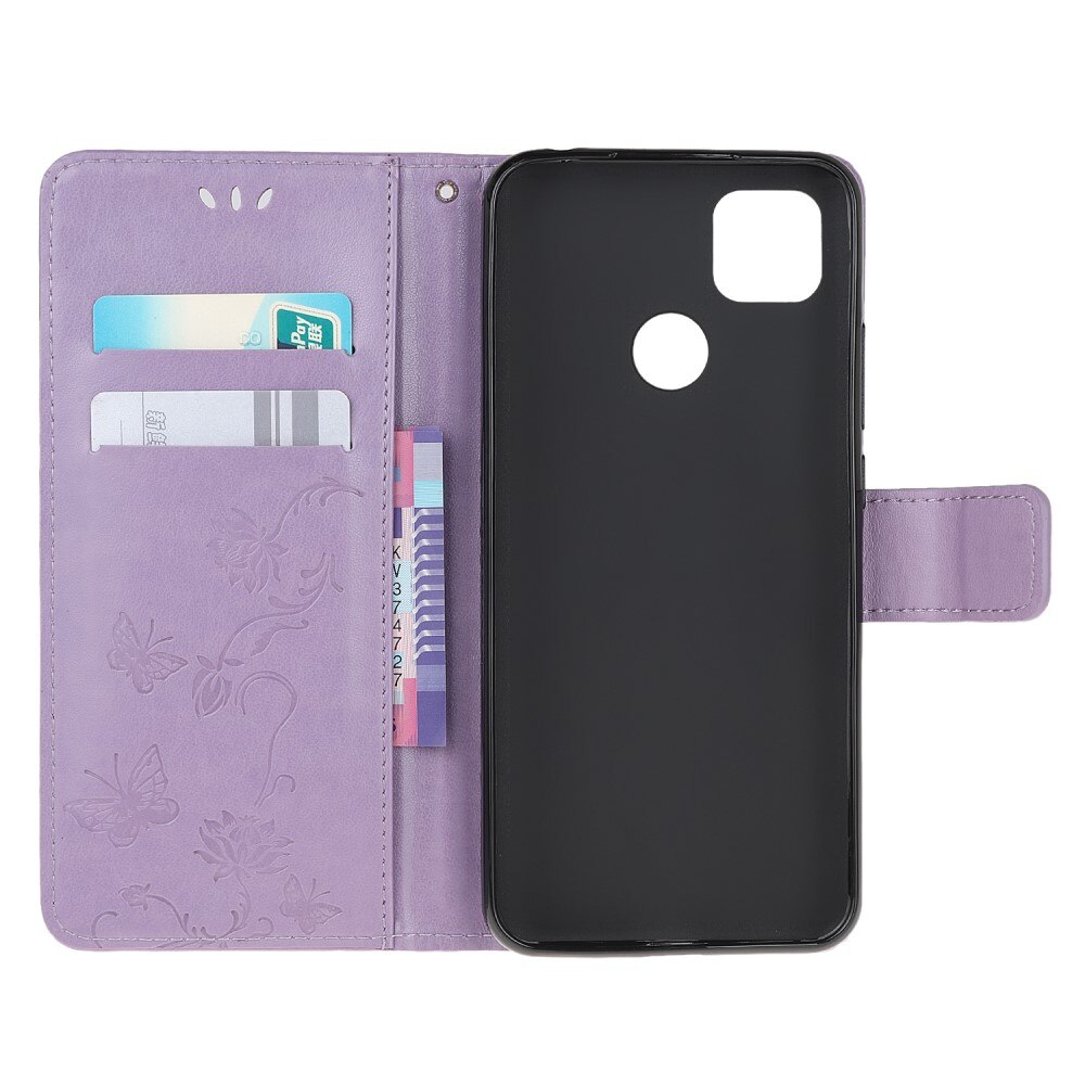 Étui en cuir à papillons pour Xiaomi Redmi 9C, violet