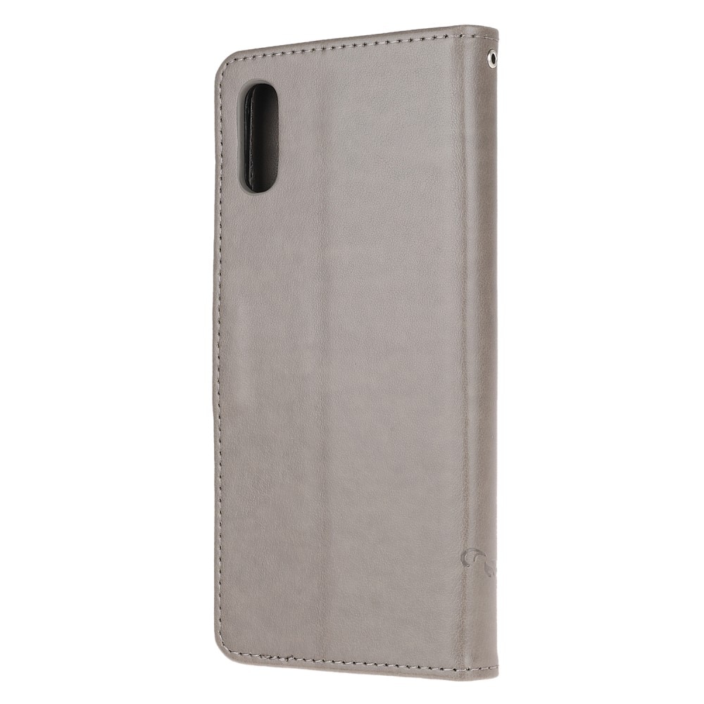 Étui en cuir à papillons pour Xiaomi Redmi 9AT, Gris