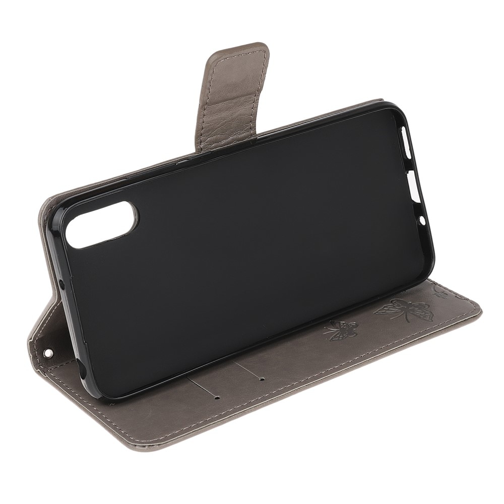 Étui en cuir à papillons pour Xiaomi Redmi 9AT, Gris