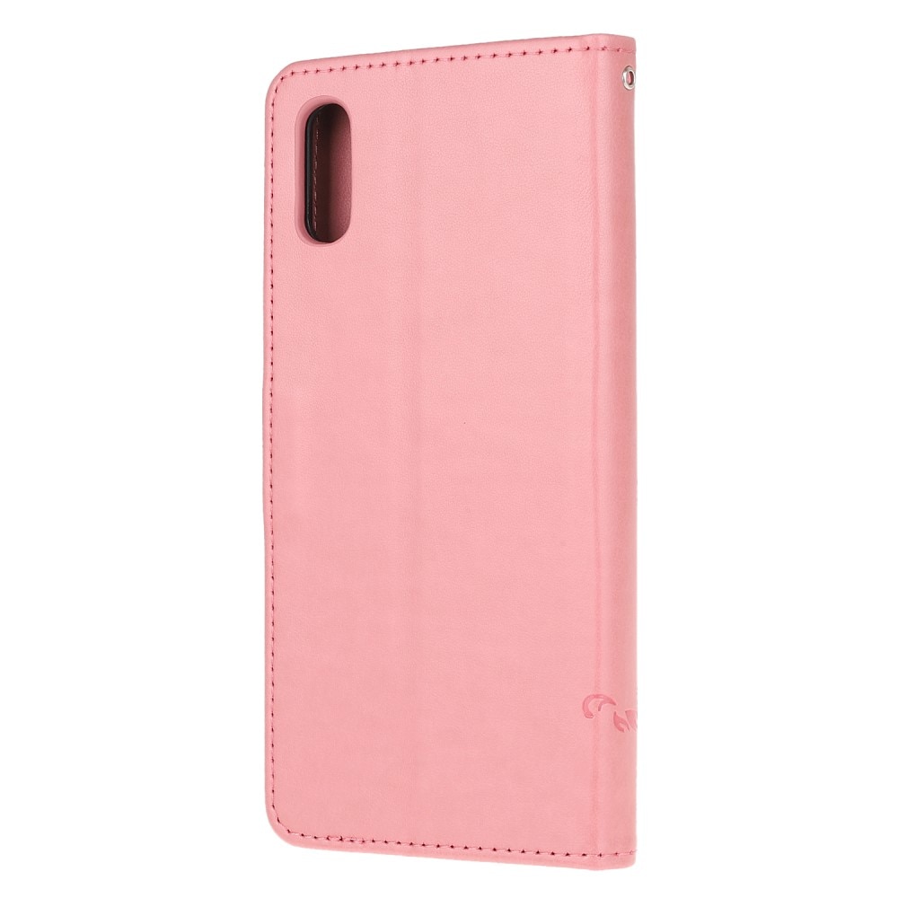 Étui en cuir à papillons pour Xiaomi Redmi 9AT, Rose