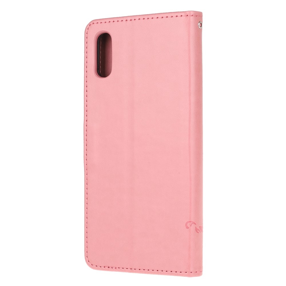 Étui en cuir à papillons pour Xiaomi Redmi 9AT, rose