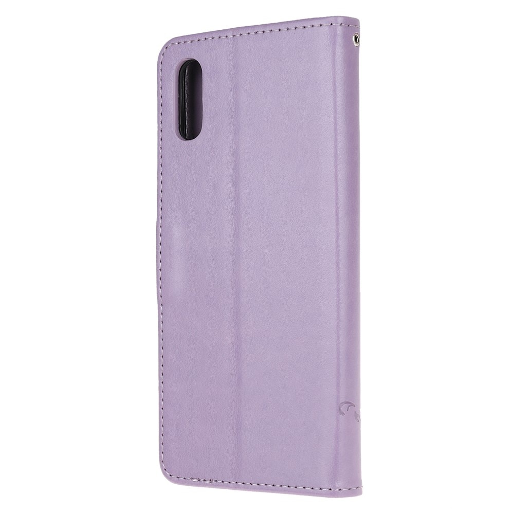 Étui en cuir à papillons pour Xiaomi Redmi 9AT, violet