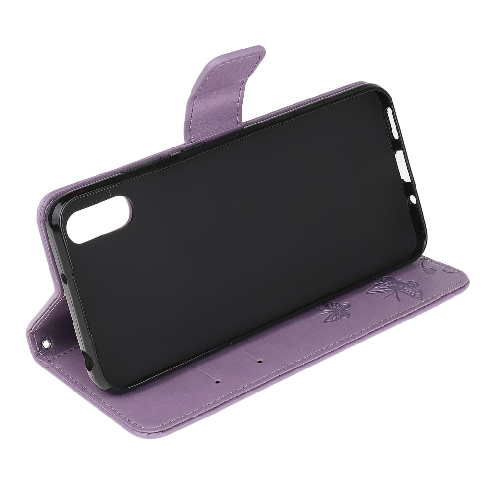 Étui en cuir à papillons pour Xiaomi Redmi 9AT, violet