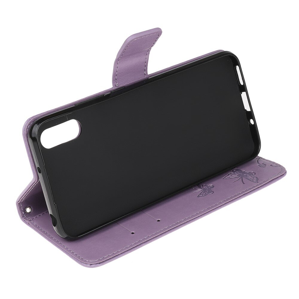 Étui en cuir à papillons pour Xiaomi Redmi 9AT, Violet