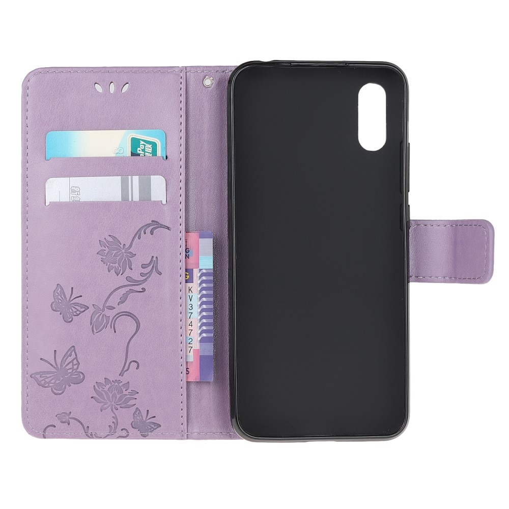 Étui en cuir à papillons pour Xiaomi Redmi 9AT, Violet
