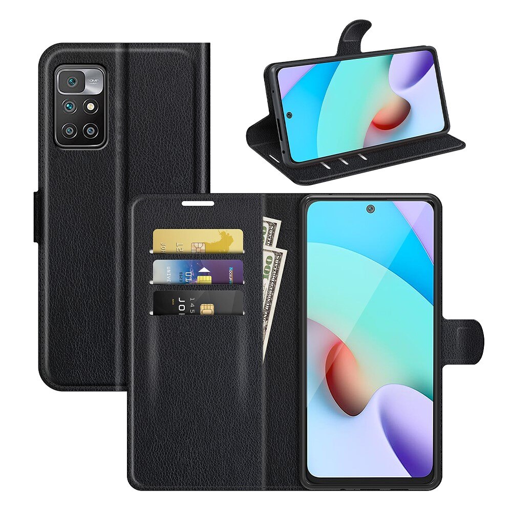 Coque portefeuille Xiaomi Redmi 10, Noir