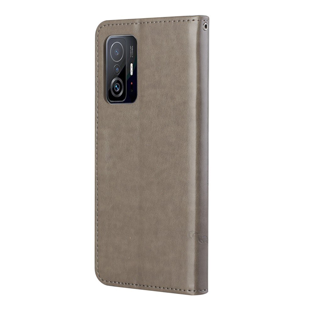 Étui en cuir à papillons pour Xiaomi 11T/11T Pro, Gris