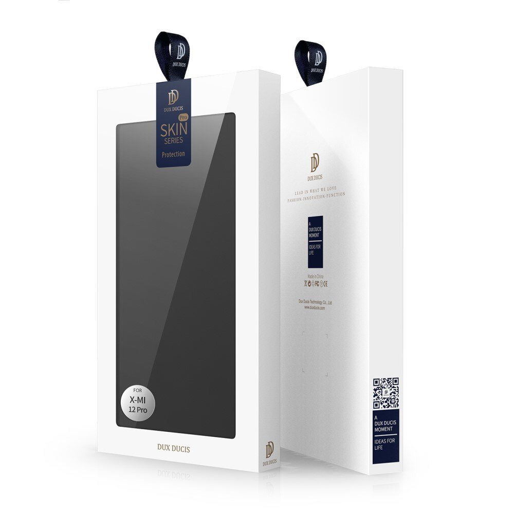 Étui portefeuille Skin Pro Series Xiaomi 12 Pro, Noir