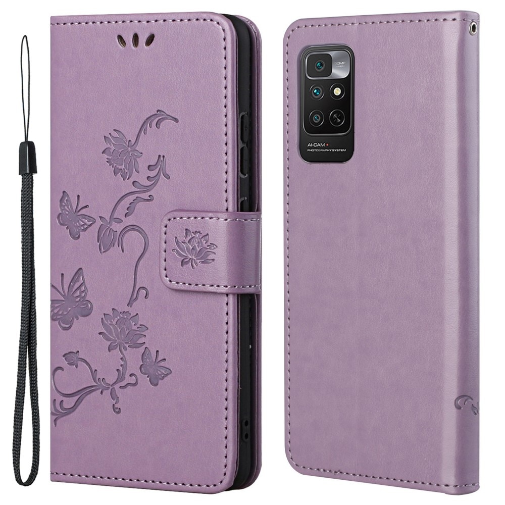Étui en cuir à papillons pour Xiaomi Redmi Note 11, violet