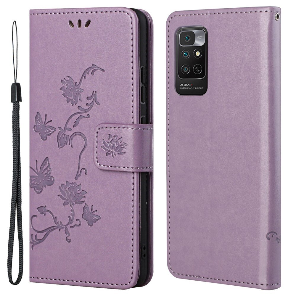Étui en cuir à papillons pour Xiaomi Redmi Note 11, Violet