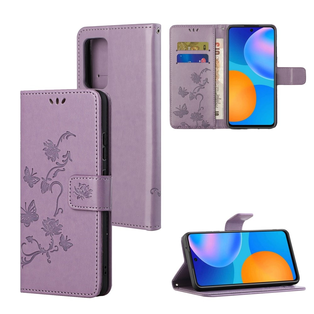 Étui en cuir à papillons pour Xiaomi Redmi Note 11, violet