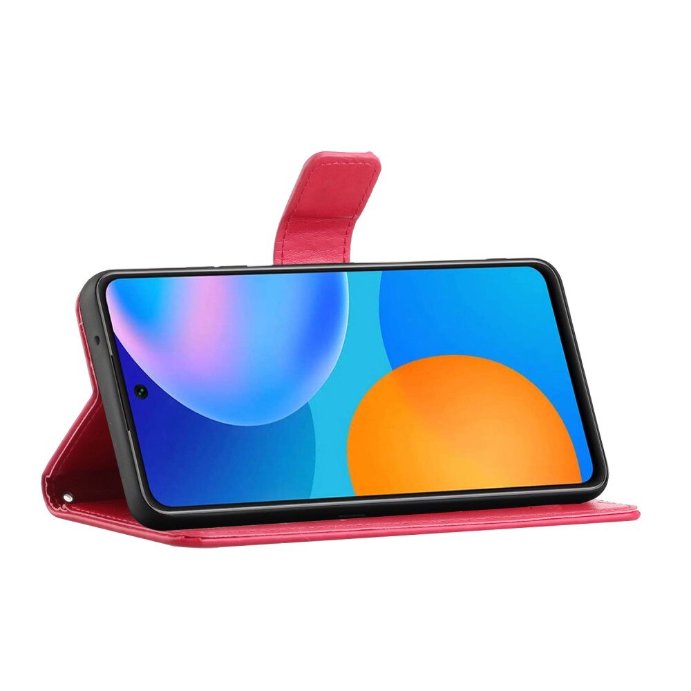 Étui en cuir à papillons pour Xiaomi Redmi Note 11, Rouge