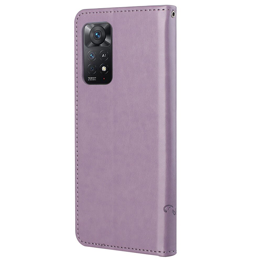 Étui en cuir à papillons pour Xiaomi Redmi Note 11 Pro, Violet