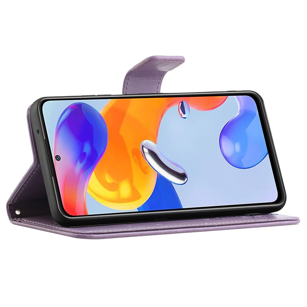 Étui en cuir à papillons pour Xiaomi Redmi Note 11 Pro, Violet