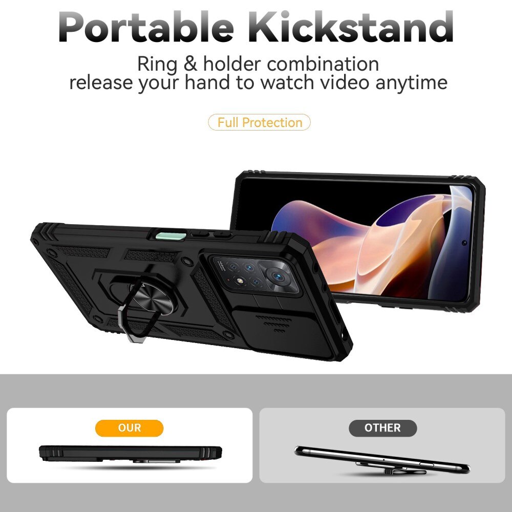 Coque Hybride Ring avec Protège Caméra Xiaomi Redmi Note 11 Pro, Noir