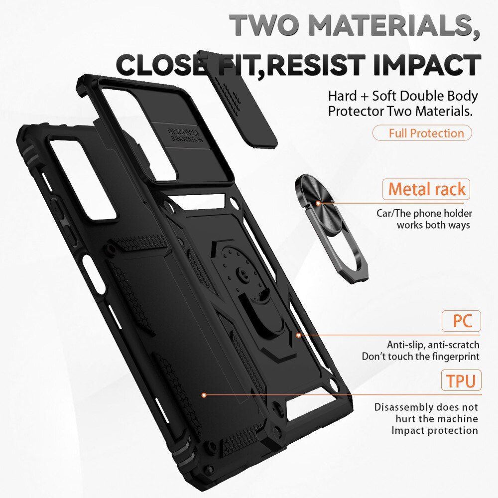 Coque Hybride Ring avec Protège Caméra Xiaomi Redmi Note 11 Pro, Noir