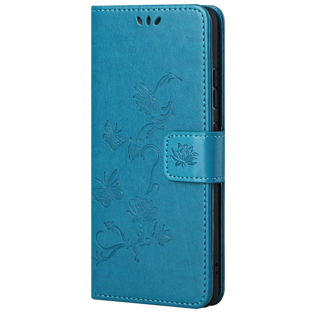 Étui en cuir à papillons pour Xiaomi Redmi 10C, Bleu