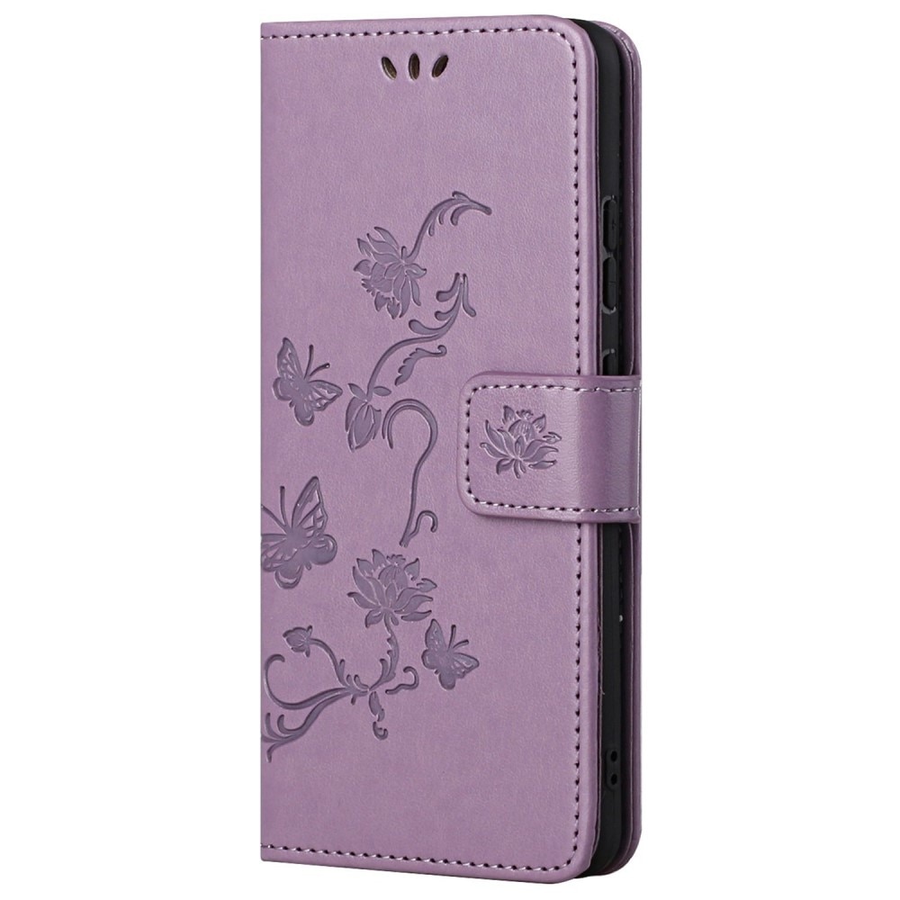 Étui en cuir à papillons pour Xiaomi Redmi 10C, violet