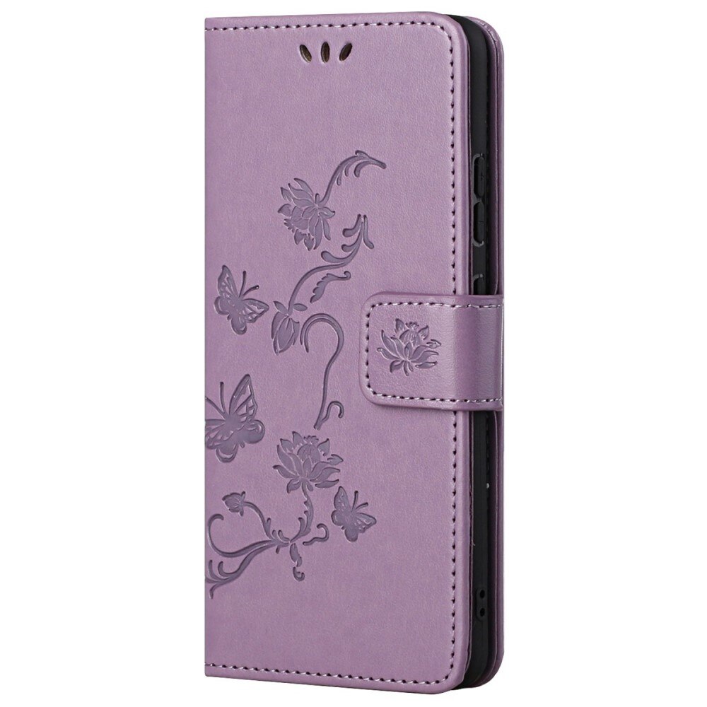 Étui en cuir à papillons pour Xiaomi Redmi 10C, Violet