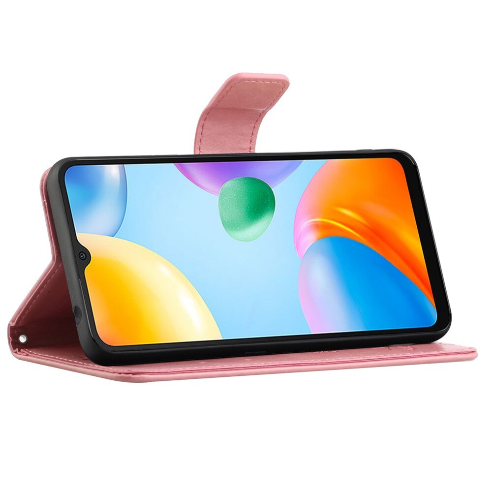 Étui en cuir à papillons pour Xiaomi Redmi 10C, Rose