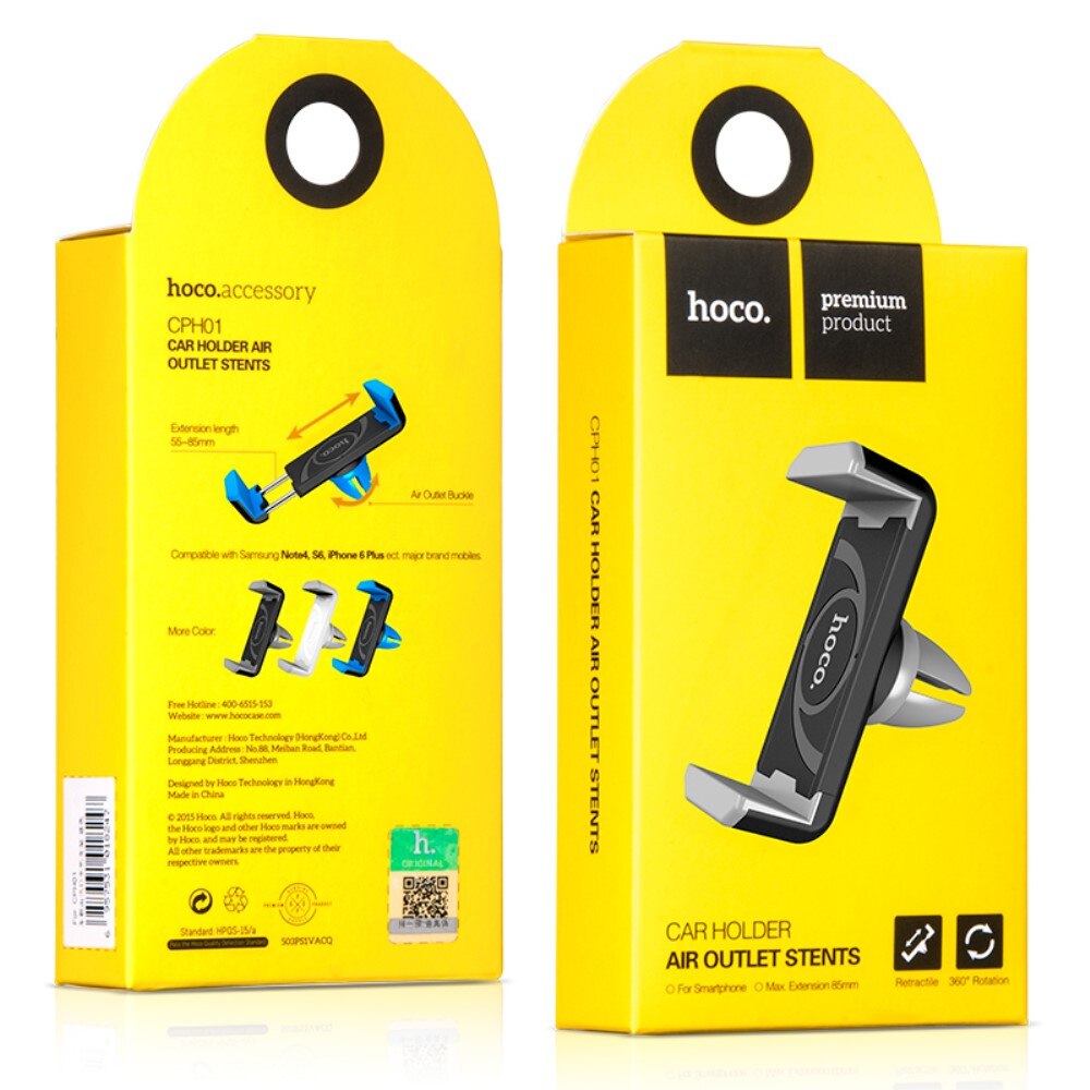 Support de téléphone pour grille d’aération, noir