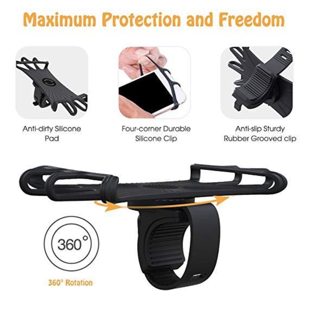 Support de téléphone en silicone pour vélo, noir