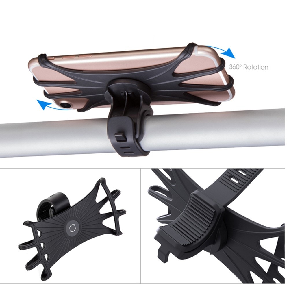 Support de téléphone en silicone pour vélo, noir