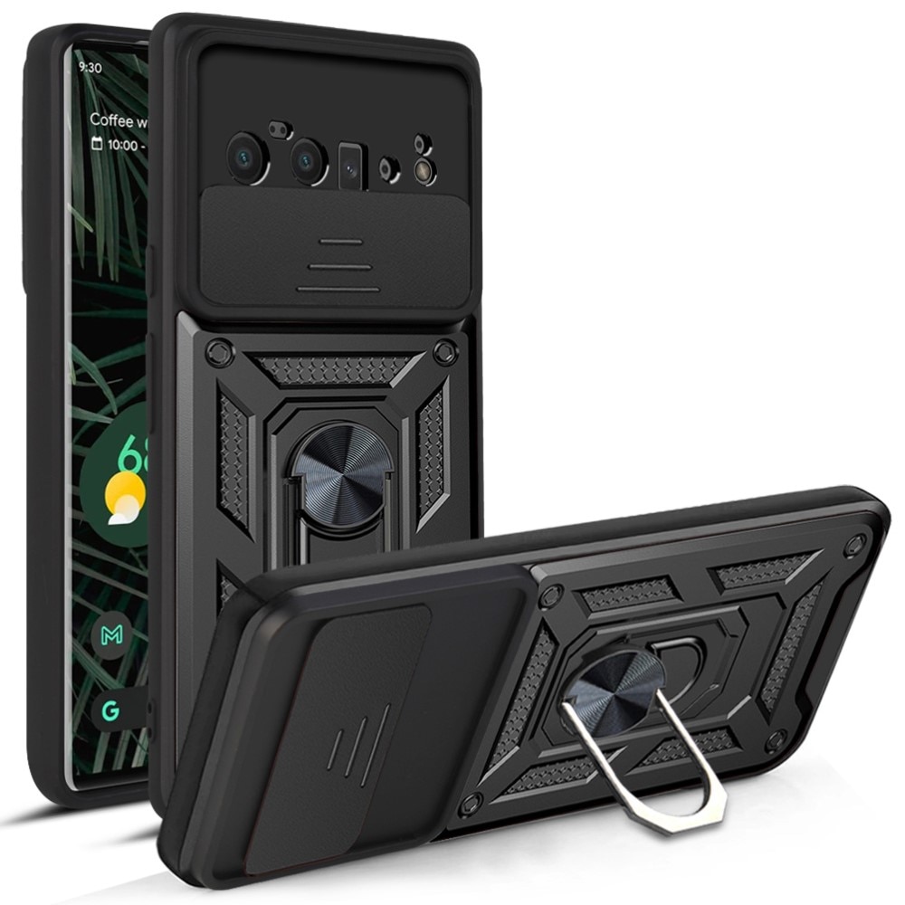 Coque Hybride Ring avec Protège Caméra Google Pixel 6 Pro, Noir