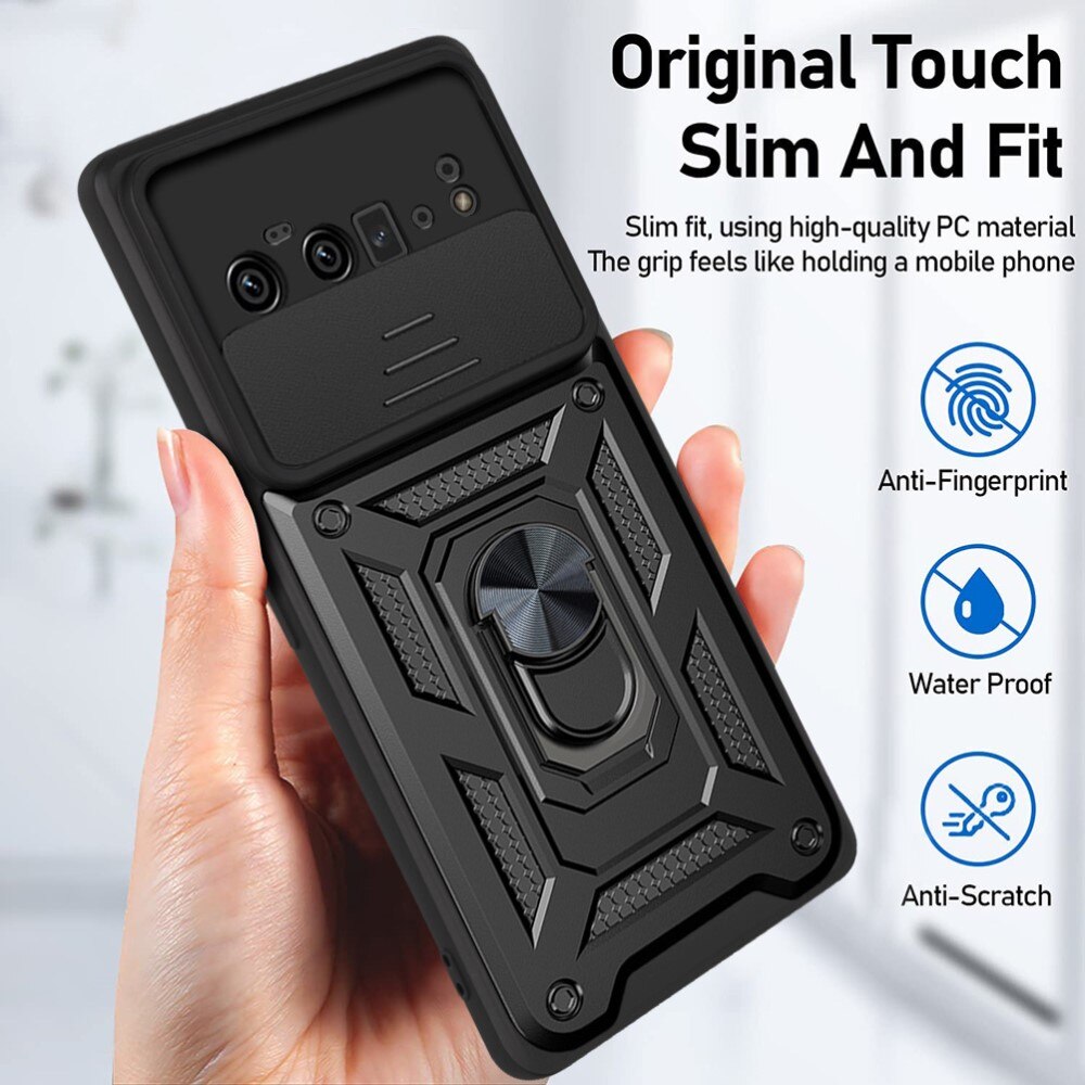 Coque Hybride Ring avec Protège Caméra Google Pixel 6 Pro, Noir